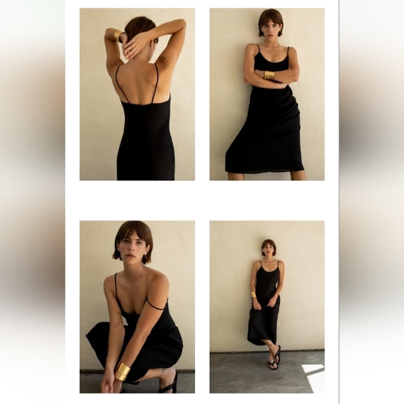 Zara | Black linen Midi Dress - Picture 3 of 10